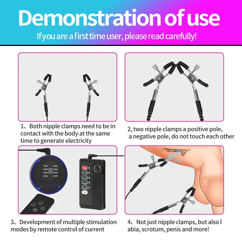 SM Remote Control Nipple Breast Electric Shock Clamp Clitoris Labial Clip Orgasmic Stimulate Toy For Female electro sex toys electric sex toys