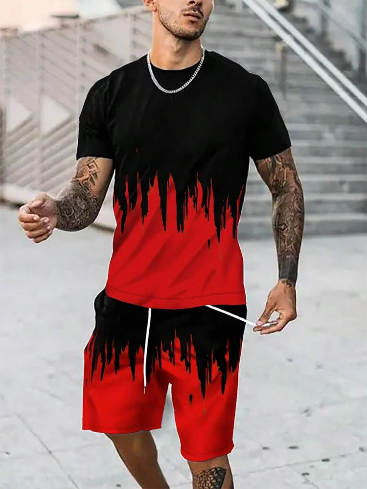 Men's T-shirt Shorts Set Summer Casual Outdoor Sports 3D Printing