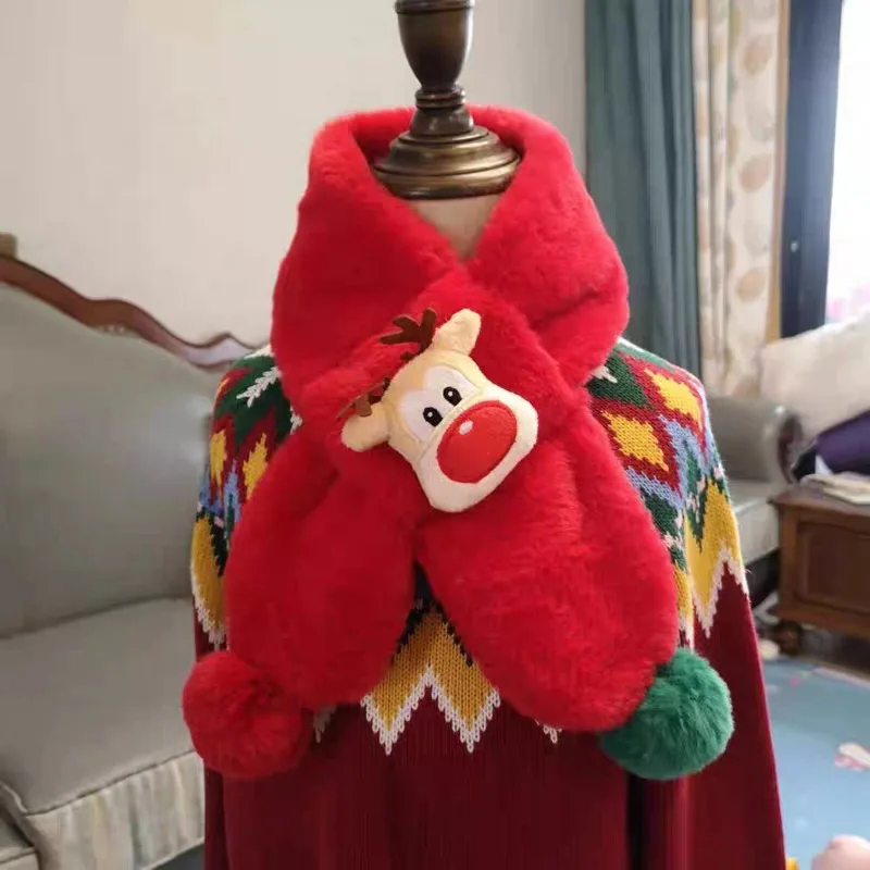 Soft Plush Deer Scarf for Kids Winter Accessory