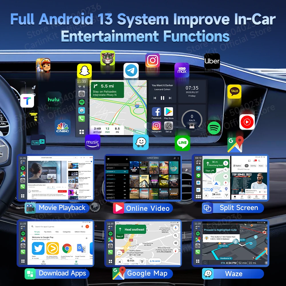 CarlinKit HD   ȵ̵ 13 CarPlay AI Box SM6225 SDM660 8 ھ ȵ̵ ڵ  CarPlay   ȭ GPS Netflix YouTube  H
