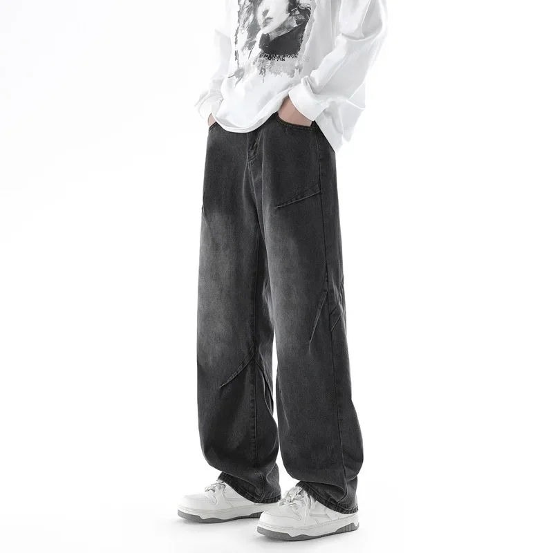 Men's Street Style Distressed Stretch Denim Pants | Light Blue Grey Black
