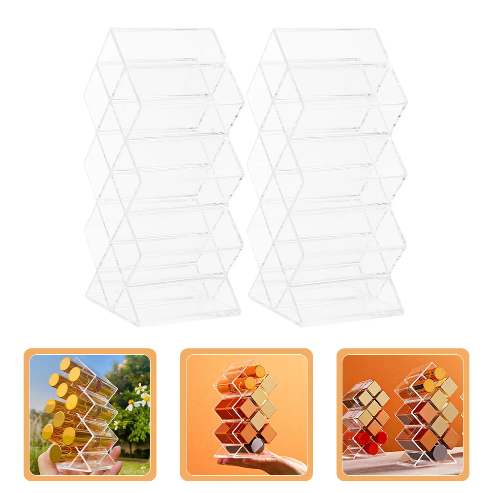 

2Pcs Clear Acrylic Lip Gloss Lipstick Holder Desktop Lip Gloss Display Rack Holder