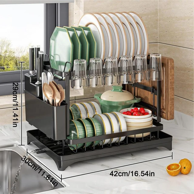 Multifunction Dish Drying Rack with Drainboard Dish Storage Racks Utensil  Holder and Knife Slots Dish Drainer for Kitchen Sink - AliExpress