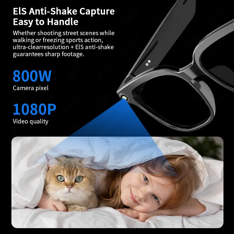 LIGE New 8MP Camera AI Glasses Men Smart Translation Glasses 1080P Video Recording AI Voice Control Waterproof Call Sunglasses