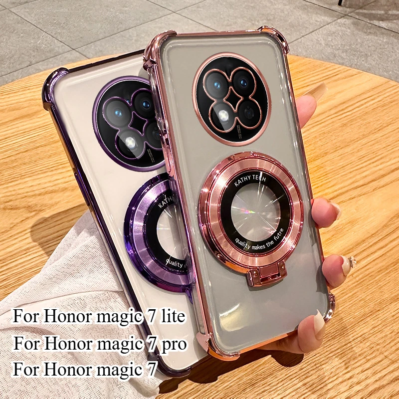 Shockproof Plating Soft Silicone Phone Case with Smart Magnetic Holder