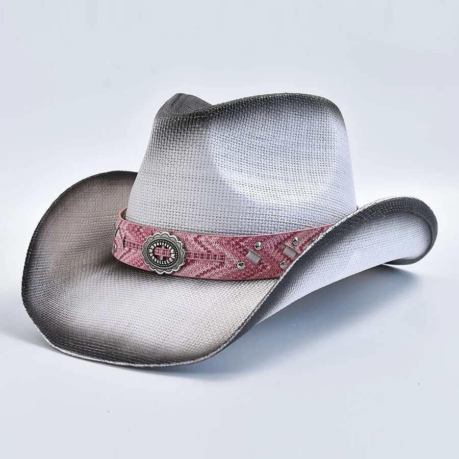 Western Style Straw Hat For Men Women Summer Outdoor Beach Sun Hat Cowgirl Jazz sombrero hombre