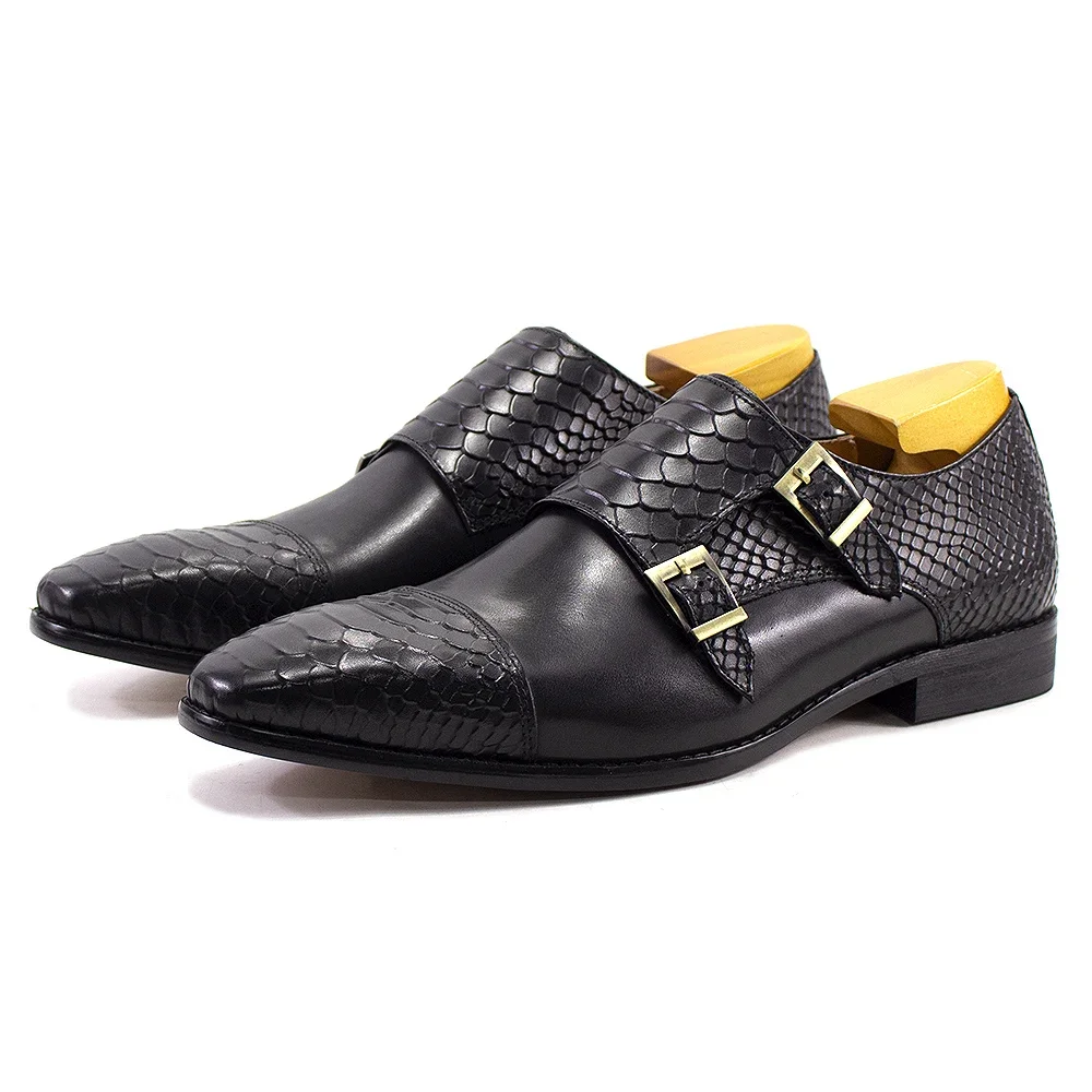 Scarpe Uomo Monk Strap A Slip On In Pelle Sintetica – Due Fibbie Regolabili, Suola TPE, Ideali Per Matrimonio E Cerimonie, Colore Camello, Taglia 43
