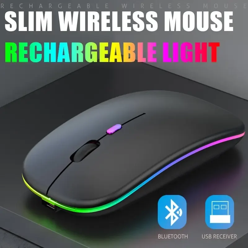 2.4GHz Bluetooth 5.2 Wireless Luminous Mouse Tablet Phone Computer USB Charging Wireless Mouse 1600DPI Portable Gaming Mouse