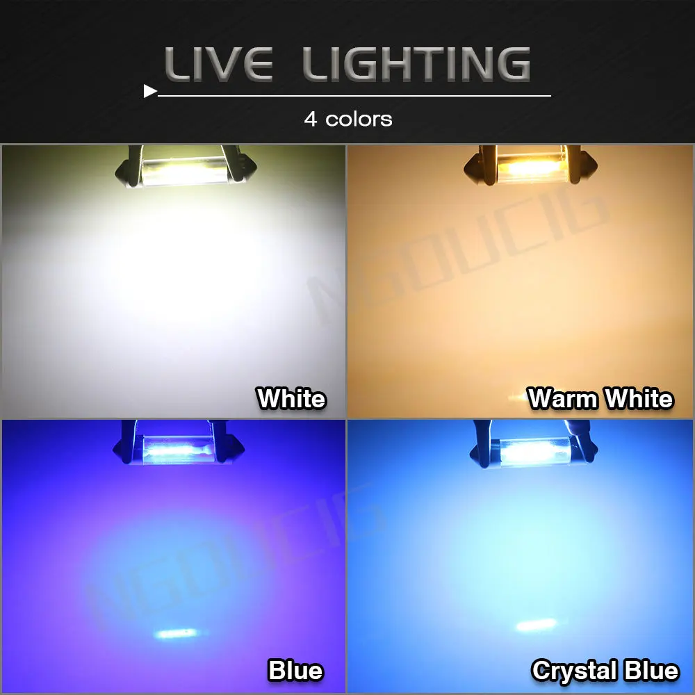 NGOUCIG 1x C10W 31mm Festoon Led 36mm 39mm 41mm SV8.5 Bulb Dome C5W Door Trunk Reading Makeup Signal Lamp Car 12V Interior Light