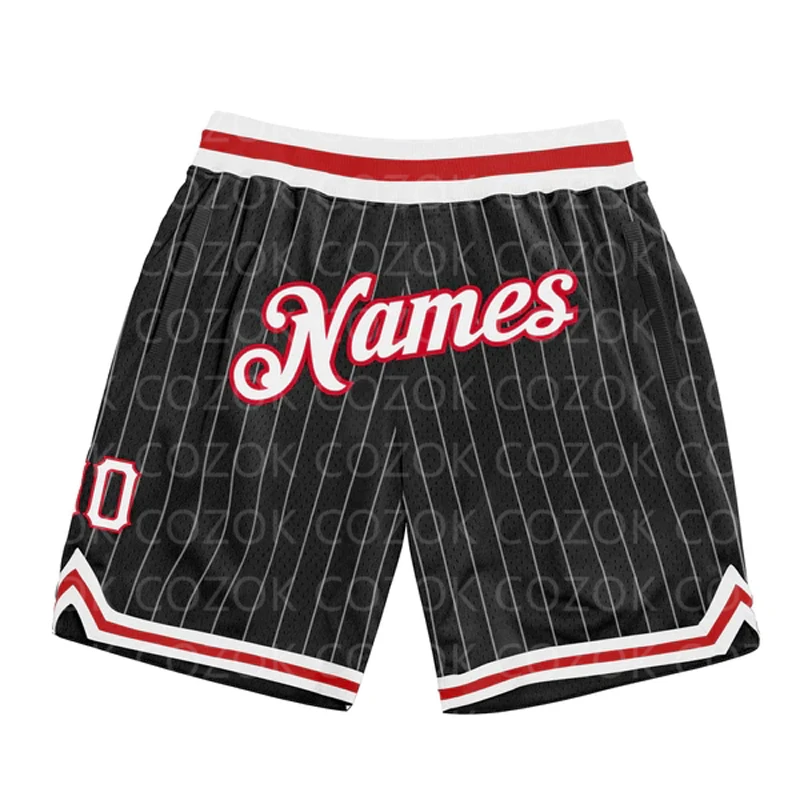 Custom Black Orange Authentic Basketball Shorts 3D Printed Men Shorts Name Mumber Quick Drying Beach Shorts
