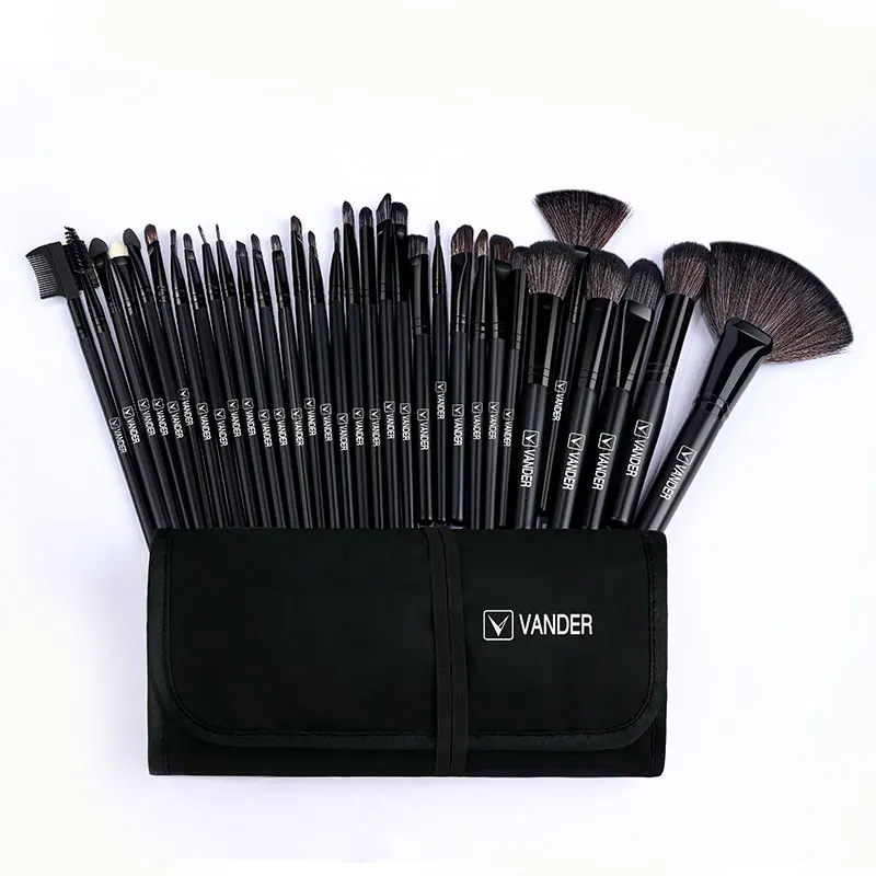 32pcs Black Makeup Brushes Natural Hair Professional Foundation Powder Eyeshadow Blush Makeup Brush Set With Case