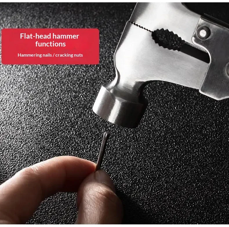 Multifunktionaler Notfall-Sicherheitskegel aus Stahl mit Fensterbrecher und Sicherheitshammer, 15-in-1 tragbares Werkzeug – Detail 3