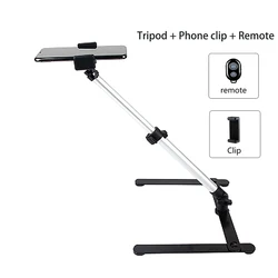 Compact Foldable Overhead Smartphone Tripod for Versatile Mobile Photography (With clip remote)