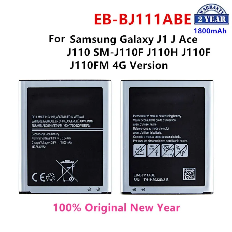 

Оригинальный аккумулятор 100% мАч для Samsung Galaxy J1 J Ace J110 EB-BJ111ABE J110H J110F J110FM 4G Версия