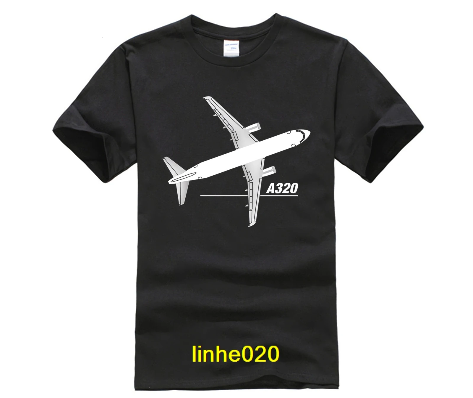 

Oversized t-shirt funny men cotton t shirt 100% Cotton Cartoon Classic Airbus A320 Aircraft Plan View Normal Short Sleeve