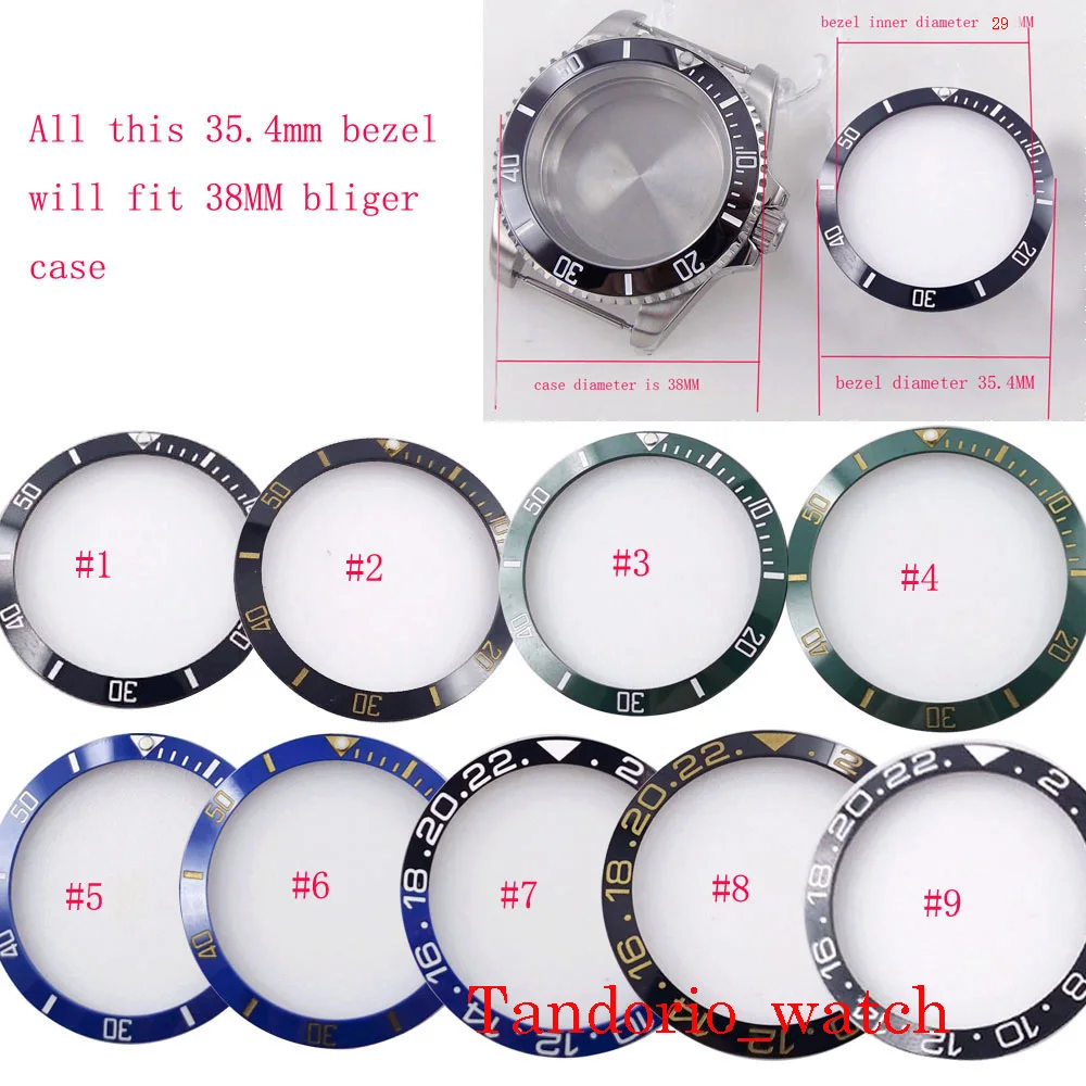 

35.4mm*29mm Ceramic Slope Bezel Insert Fit 38MM Bliger Watch Case High Quality Parts Watch Accessories Watch Parts Replacement