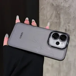 Solid Color Transparent Shockproof TPU Case with Lens Protector for OPPO Reno13 FS 5G (Black)
