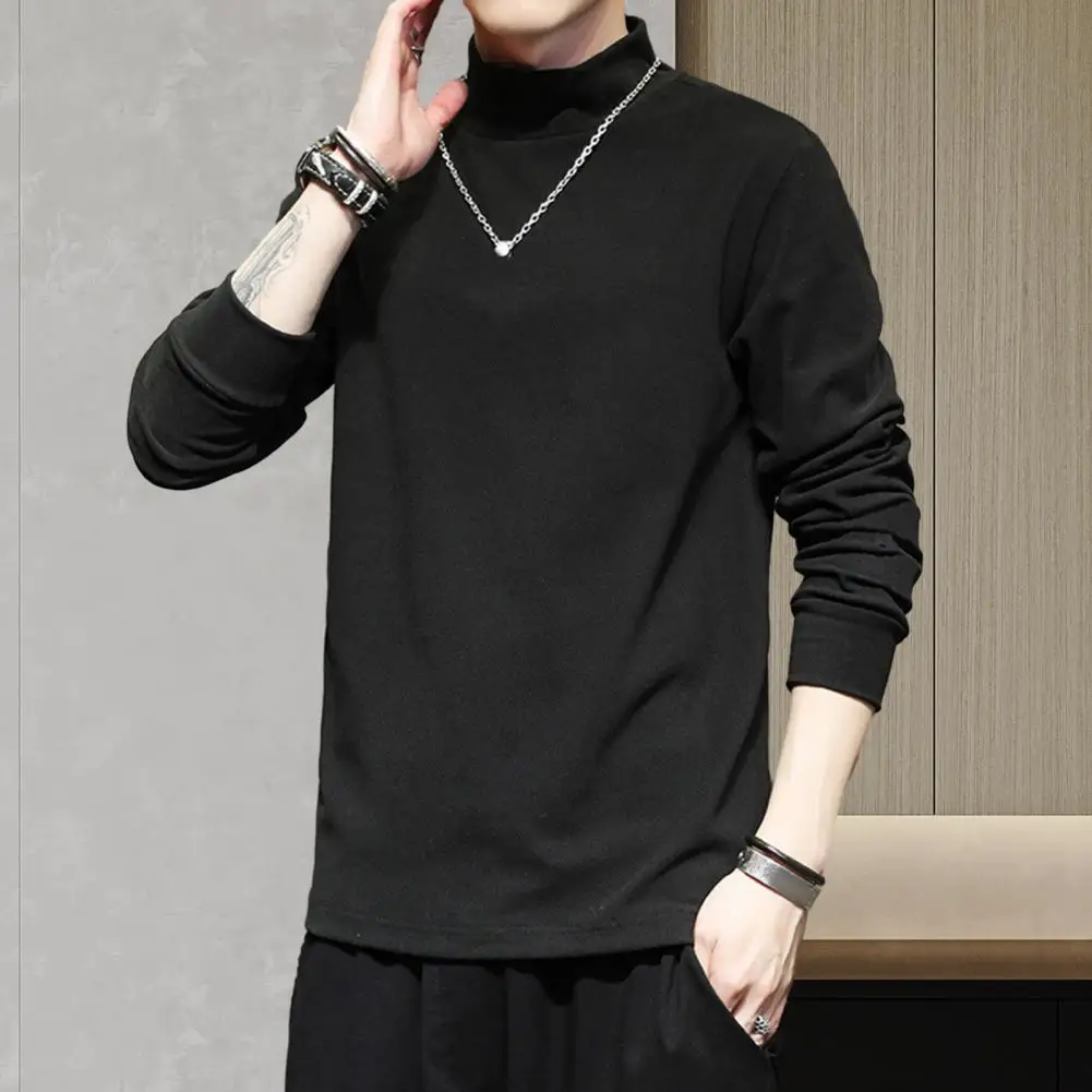 

Winter Thick Warm Sweater Men Half-high Collar Sweaters Slim Fit Pullover Men Classic Brand Casual Male Sweater