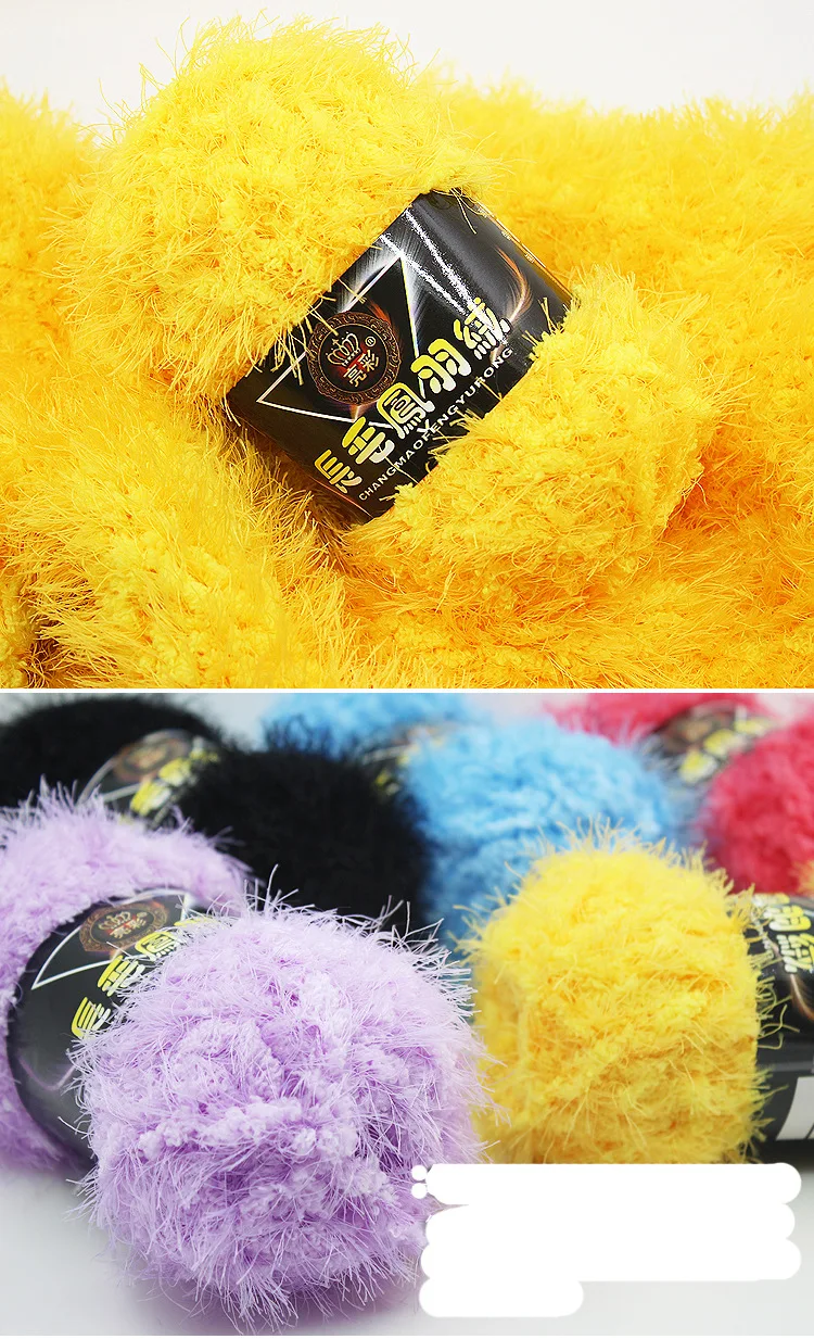 Description Picture 5 of itemNew Arrival Colorful Phoenix Feather Yarn for DIY Sweater Towel Scarf Faux Fur Knitting Yarn for Babies and Adults