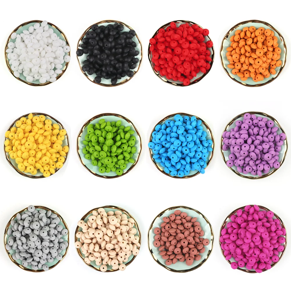 TYRY.HU 10Pcs Silicone Abacus Lentil Beads 12mm BPA Free Baby Teething Beads Chewable Baby Teethers Pacifier Chain Accessories 4