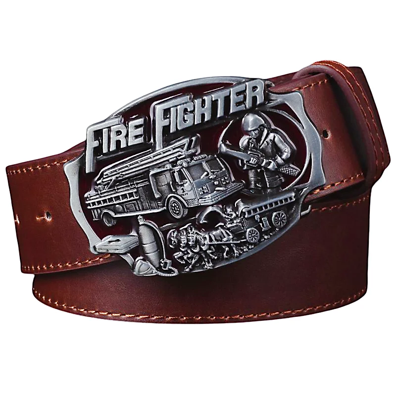 Firemanバッジベルトメンズファイヤーレースエンブレムメタル