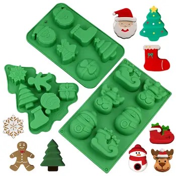 Christmas Silicone Molds Christmas Tree Santa Claus Gingerbread Men Snowmen Silicone Candy Molds Christmas Baking Molds 1