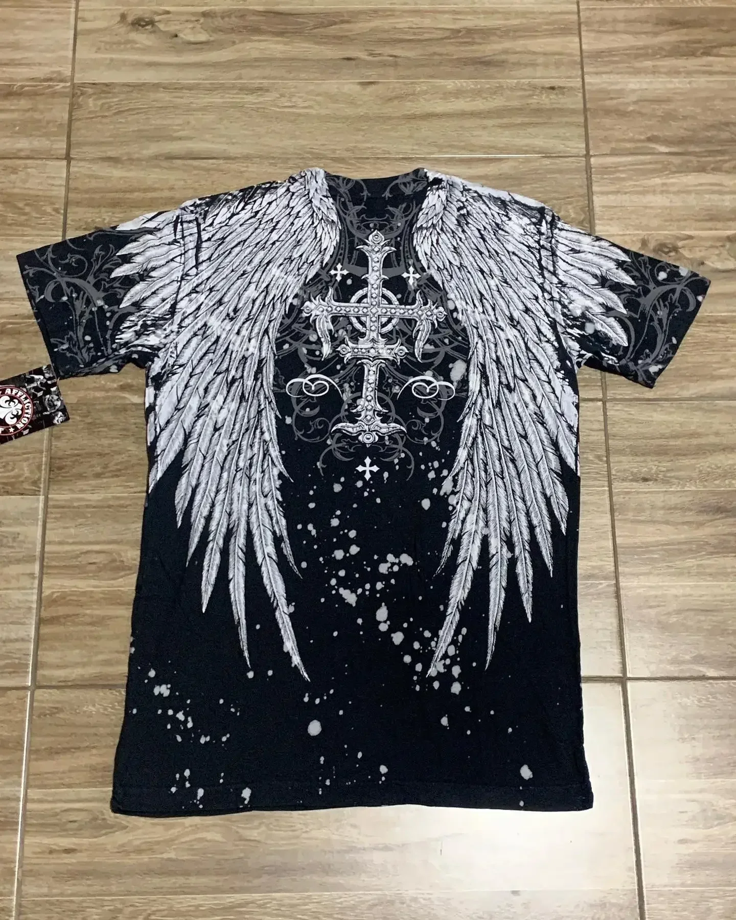 Y2K Affliction 레트로 티셔츠 여성 스타일 streetwear 티 고딕 해골 크로스 프린트 트렌디 그래픽 티셔츠