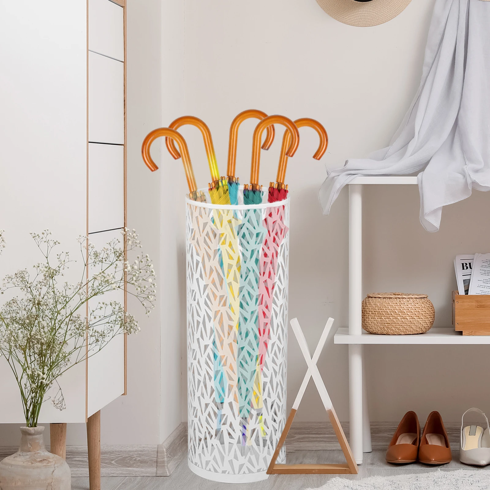 Umbrella Holder Umbrella Storage Rack Umbrella Holder Umbrella Stand Rack Freestanding Round Metal Organizer Bins Home Waterproof Walking Sticks Storage Rack