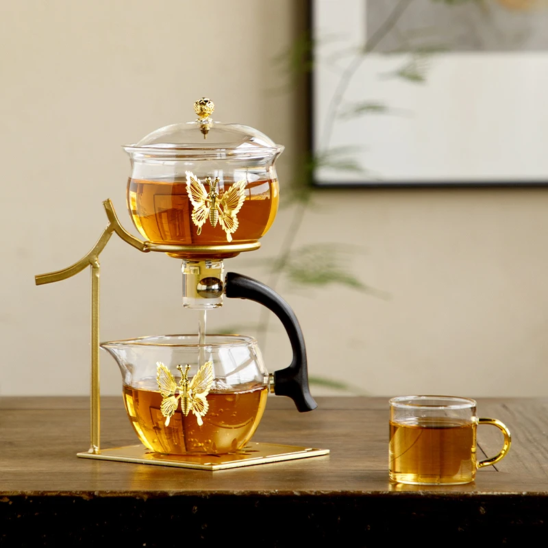 

New Arrival Semi-automatic Tea Set Chinese Kungfu Drinkware Heat Resistant Drinking Utensil Teahouse Glass Teacup