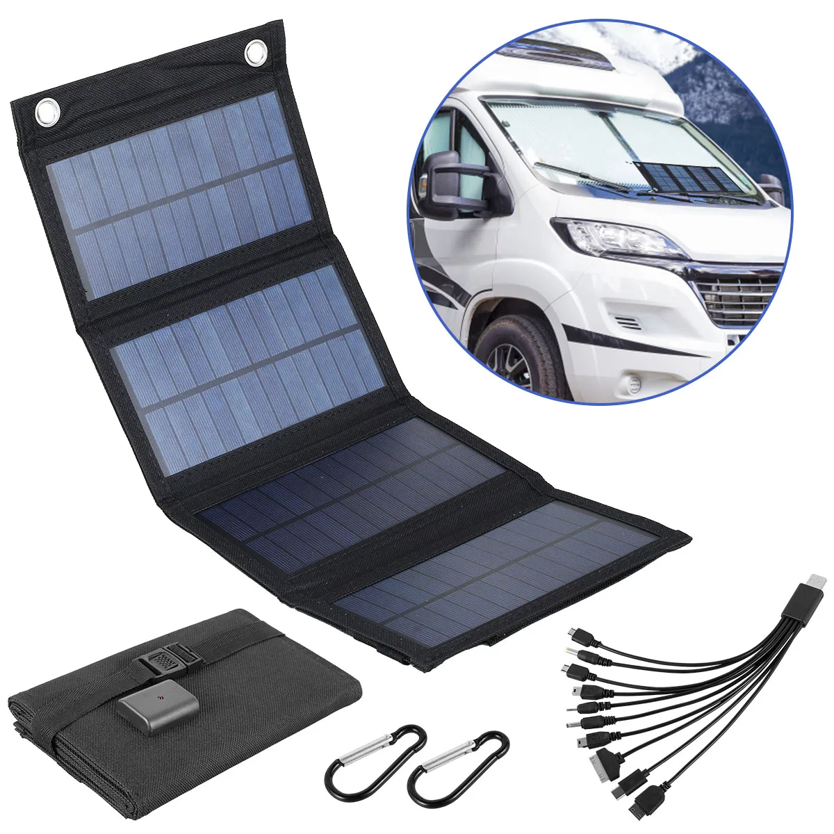 Panneau solaire pliable 100 W cristallin IP65 — chargeur USB extérieur