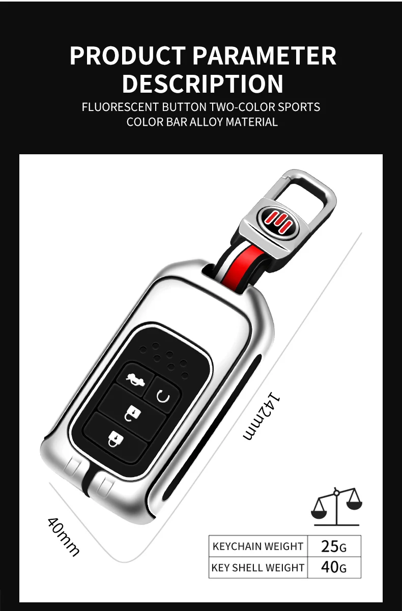 Portachiavi con copertura a distanza per auto in metallo Shell Fob per Honda CR-V CRV Accord Odyssey Civic XRV Vezel Jade Crider Fit Holder accessori - Se6bdd8fab5364611a73259079f4dd2fai