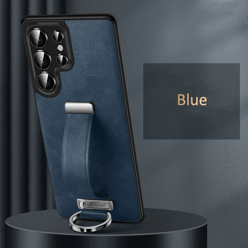 Premium PU Leather Finger Grip Strap Case - Business Edition