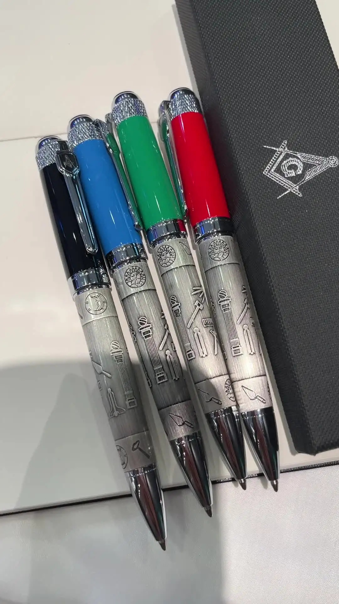 Blue Lodge Masonic Heavy Weight Ballpoint Pen Gift Set – Square And Compasses Design In Presentation Box - View #11