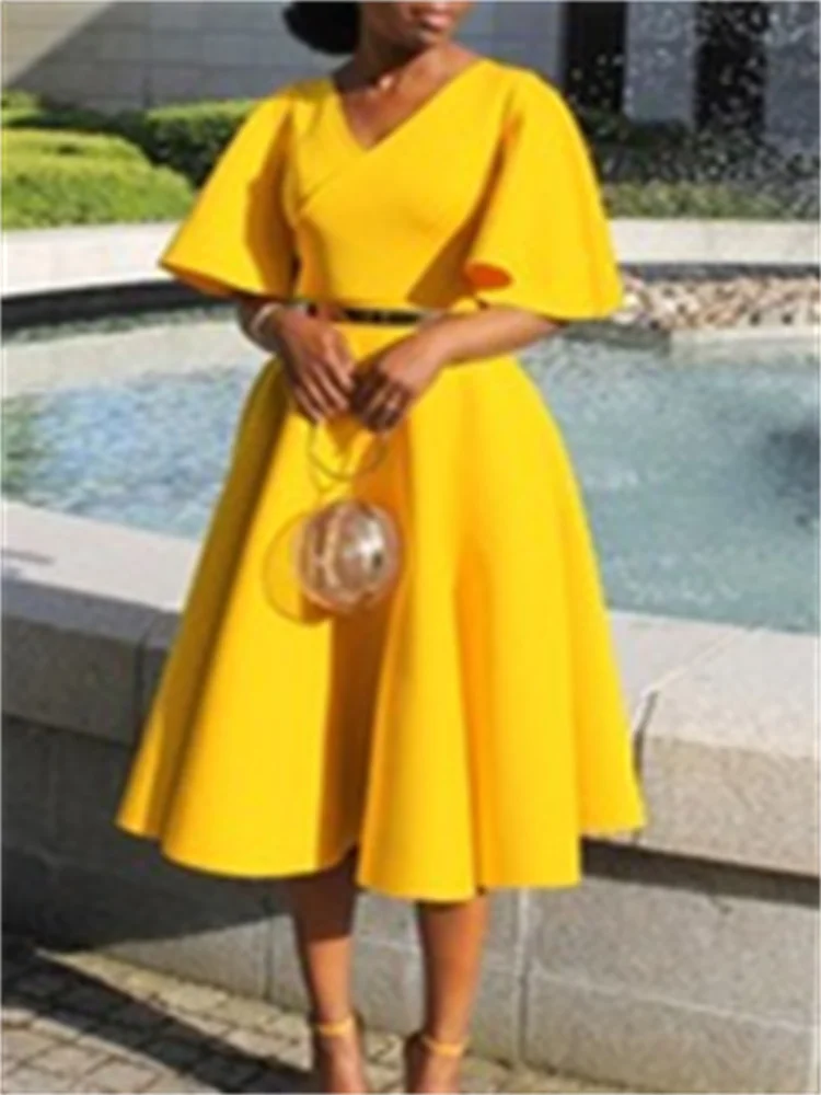 Wmstar Dresses for Women V Neck Elegant Fashion Party Maxi Dress New in Summer Fashion Clothes Wholesale Dropshipping S-3XL