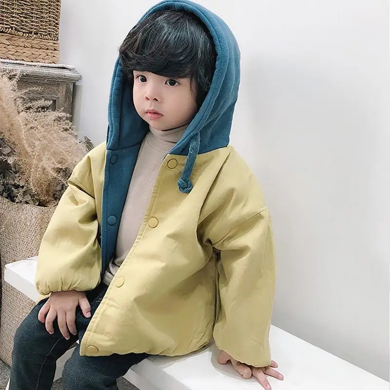 Autumn Children Boy Sweatshirt Coat Loose Spliced Thicken Warm Infant Baby Boy Jacket Casual Double Sided Toddler Boys Outerwear