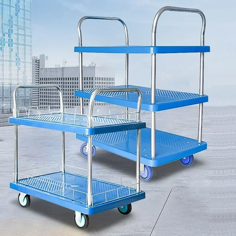 

Tool Cart with Wheels Transport Trolley Carrying Handcart Vevor Double-decker Mobile Multi-function Maintenance Pull Truck