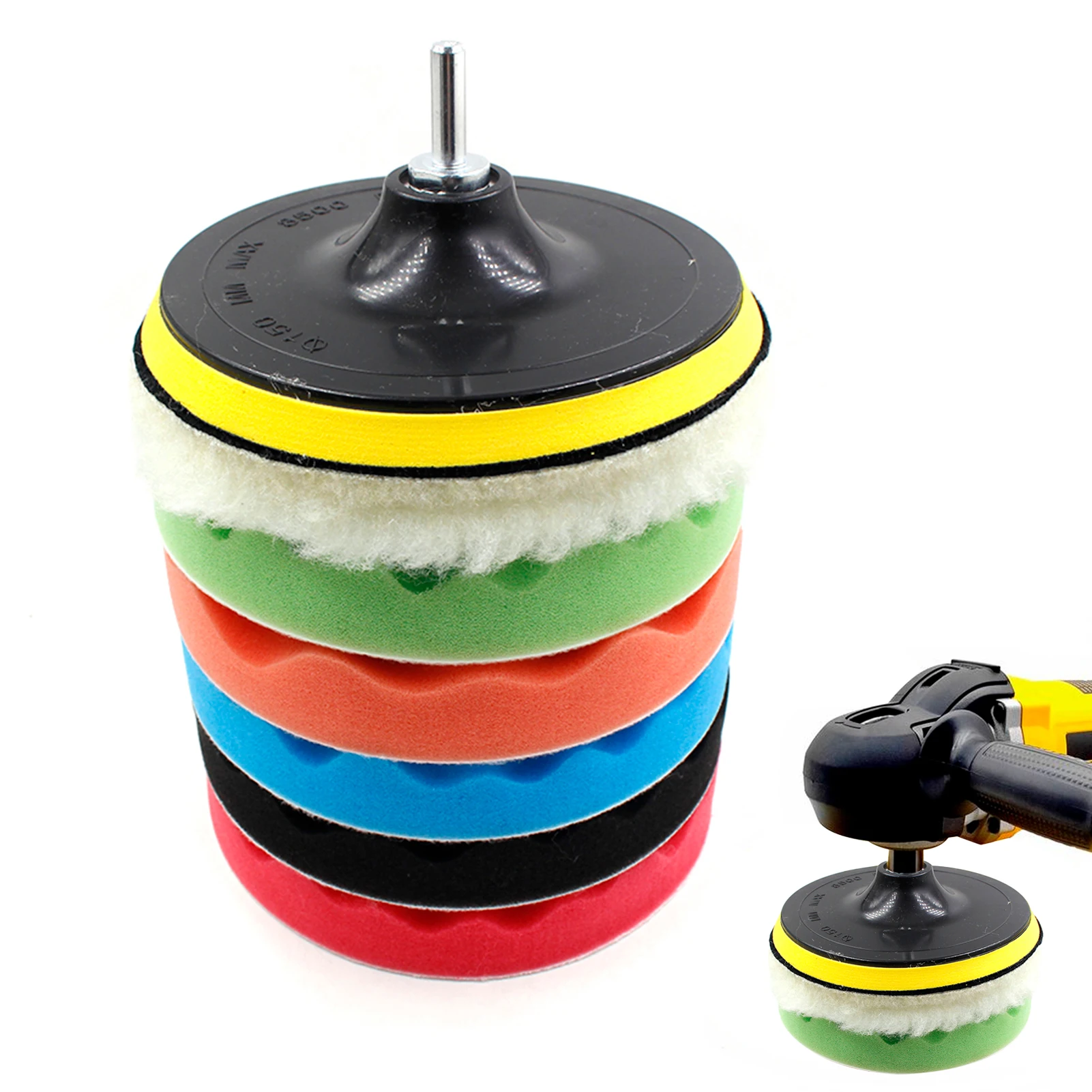 6/7Inch Car Polishing Disc 8pcs/Set Self Adhesive Buffing Waxing Sponge