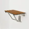 Brown wall mounted bathroom chair Folding Wall Mount Bathroom Shower Seat Bench, Teak Phenolic Seat Installed in the shower 1