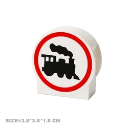 Children's City Building Block Playset - Bathroom, Bedroom, and Outdoor Accessories (Train sign)