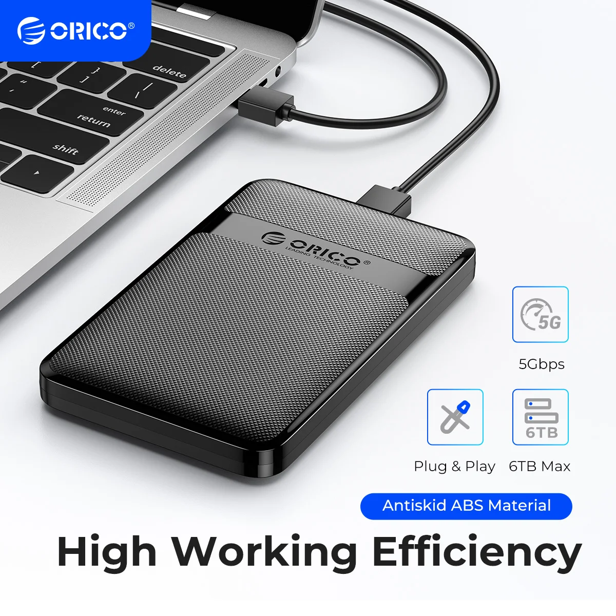 Orico Hdd Case 2.5 Polegada Sata para Usb3.0 Tipo-c Hdd Gabinete 6gbps Max Usb-c Externo Sata Hdd Gabinete Suporte Auto-sono