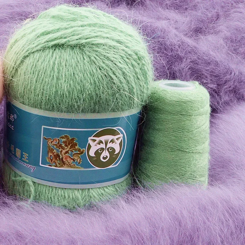 50G + 20G/Set Filato Di Visone A Pelo Lungo 14S/2 Pezzi Calore Invernale Morbidezza Usato Cappelli Tessuti A Mano Sciarpe Maglioni Per Bambini Filo Ca