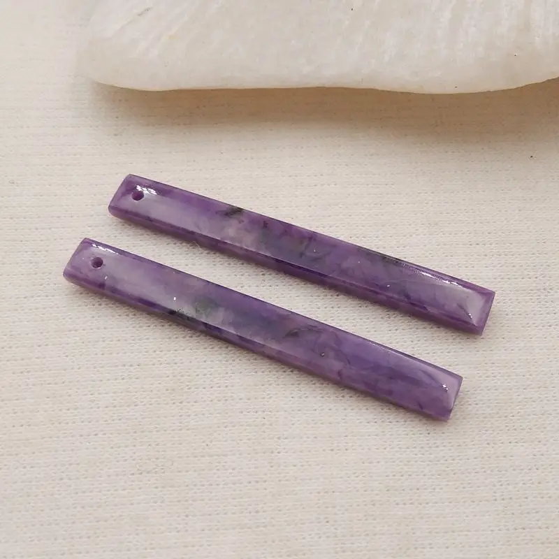 Semiprecious Natural Stone Charoite Gemstone Earring Beads Accessories For Women 41x5x3mm 3g