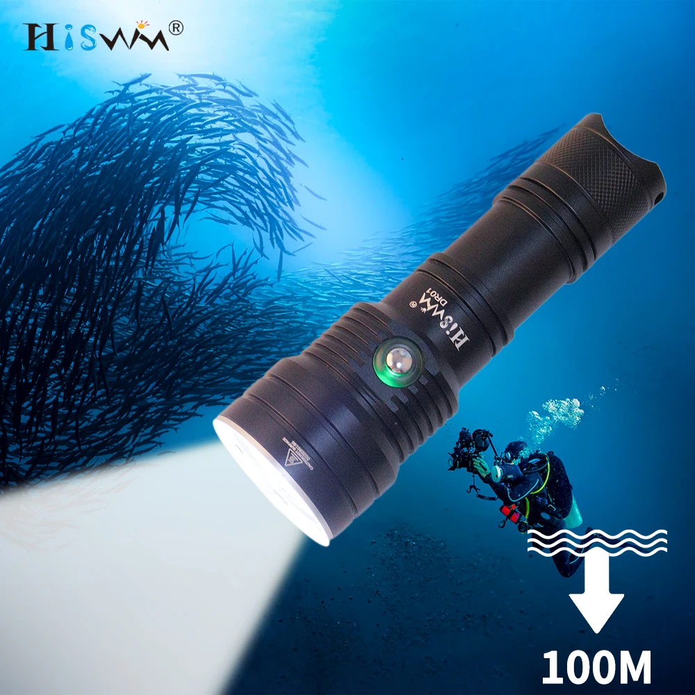 Underwater 100M Super Bright Dive Torchs XHP50 Outdoor 2000Lumen