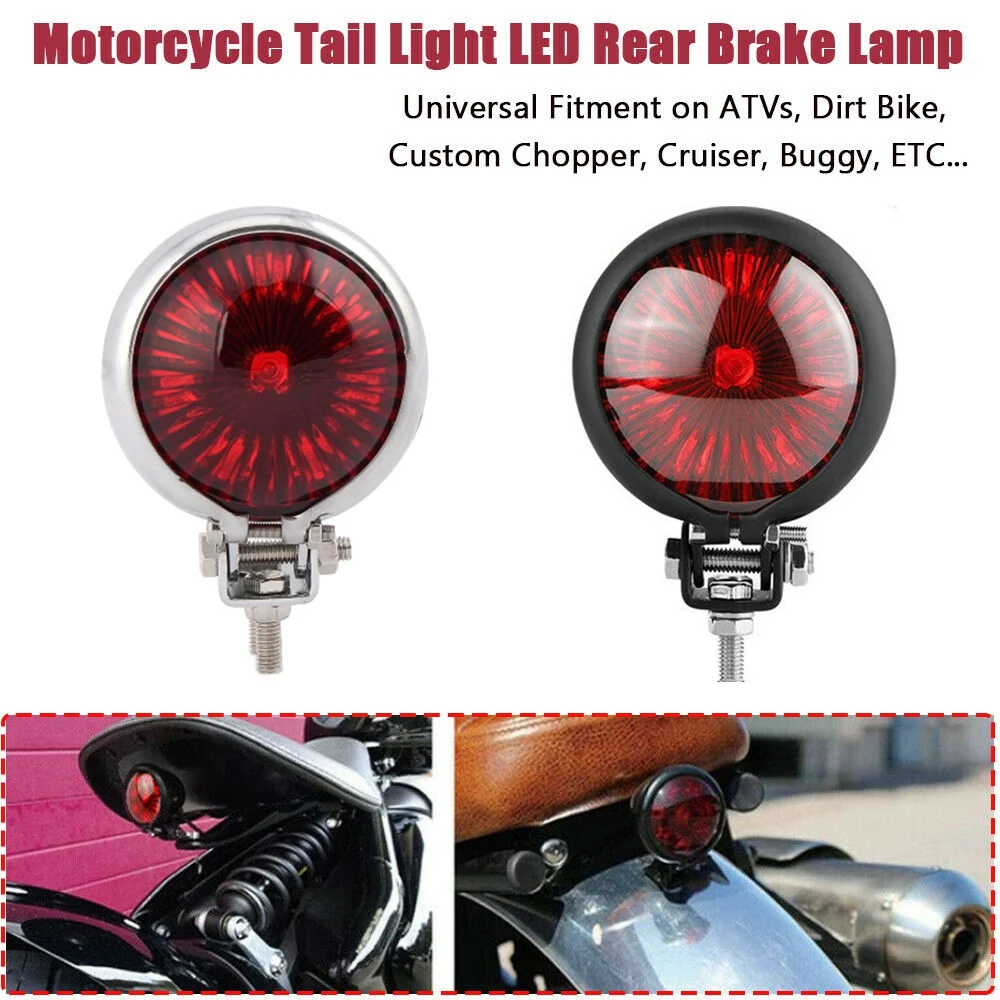 Motorcycle Led Rear Tail Light Brake Stop Lamp Moto Led Tail Light For Bobber Chopper Cafe Black