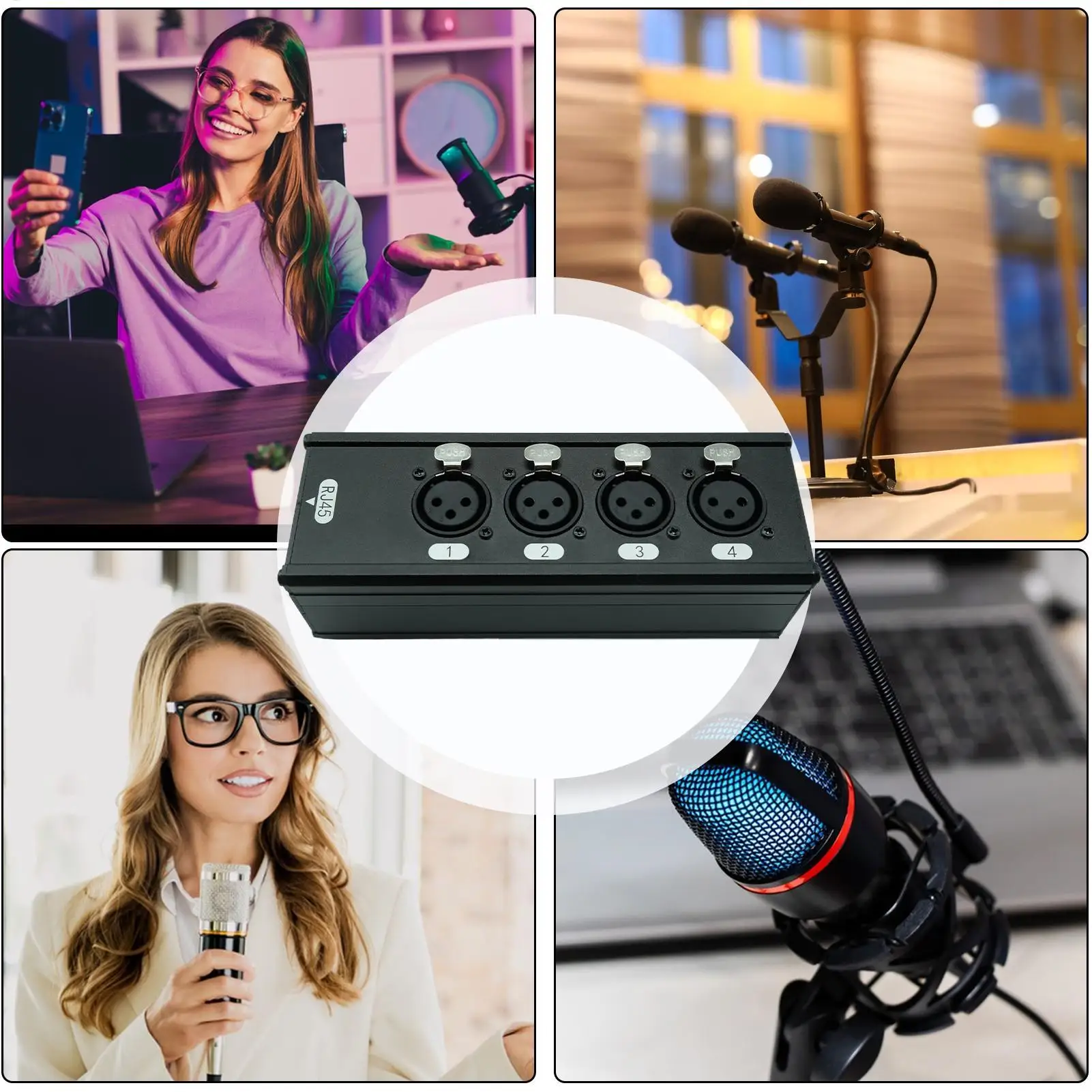 4 Channel Over Ethernet Box High Speed Aluminum Alloy Offices Supplies 4 Channel Network Cable Extender For Stage Monitor