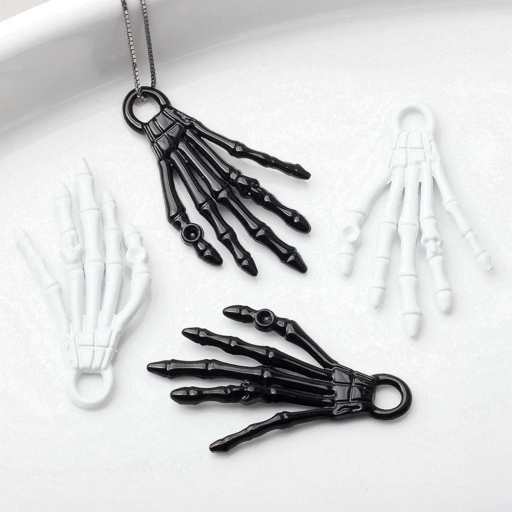 

10Pcs Alloy Halloween Skull Skeleton Hands Charms Mask Bat Pendant For DIY Earrings Bracelet Jewelry Keychain Making Accessories