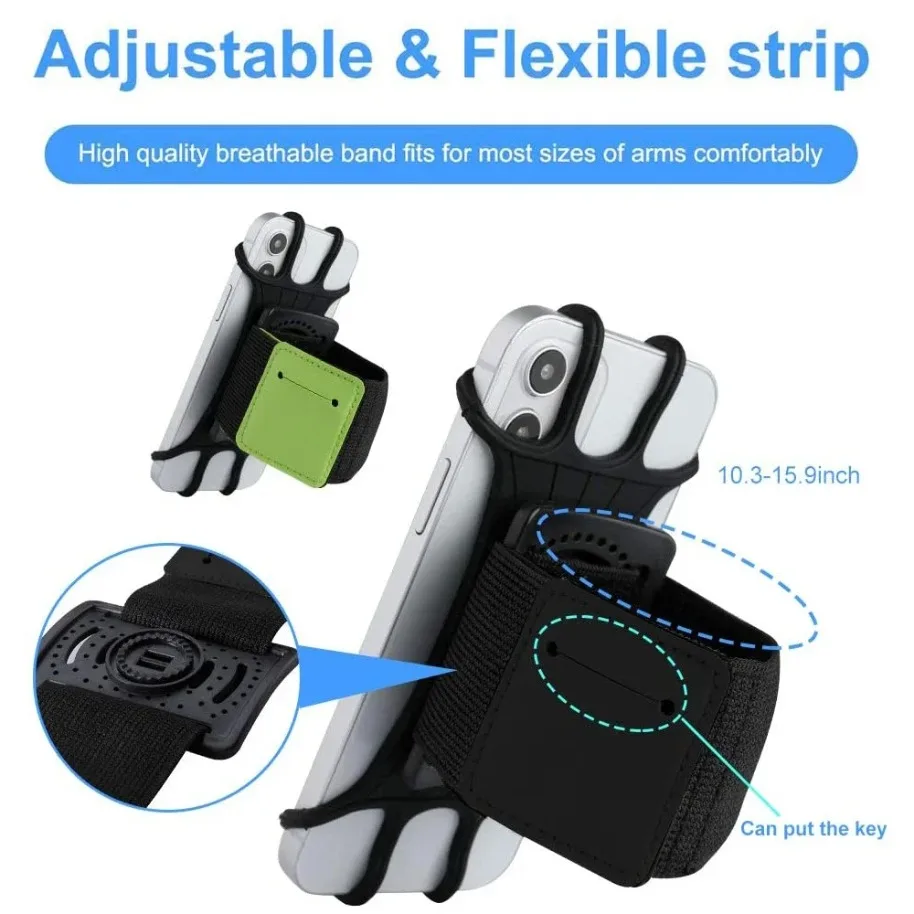 Universal 360°Rotation Mobile Cellphones Wrist Phone Holder Stand Cradle Wristband Outdoor Gym Running Suitable for Mobile Phone