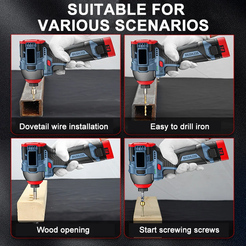 200N.m 16.8V Brushless Electric Drill Screwdriver Impact Driver Cordless Drill Household Multifunction Hit Power Tools 6