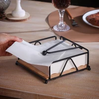 Napkin Paper Holder Bar Restaurant Hotel Napkin Organizer Black/White/Gold Tissue Storage Rack Square Solid Wood Tissue Holder 1