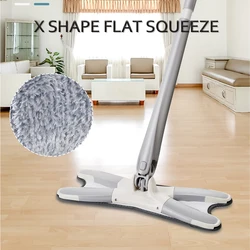 Flat Squeeze Mop Floor Cleaning For Home and Kitchen Washing Utensil Microfiber Pads Heads Hallway X Shape Household